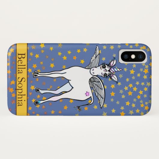 黄金の星のアクセントを持つ魔法の翼のユニコーン Case-Mate iPhoneケース (裏面(横))