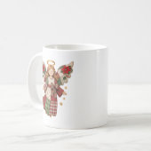 黄金の星のクリスマスエンジェル コーヒーマグカップ (正面左)