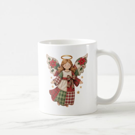 黄金の星のクリスマスエンジェル コーヒーマグカップ (右)