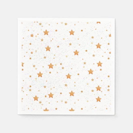 黄金の星の模様 スタンダードカクテルナプキン (正面)