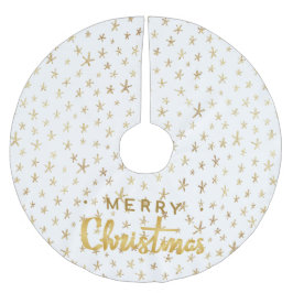 黄金の星エレガント、メリークリスマス。 ブラッシュドポリエステルツリースカート