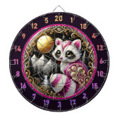 黄金の月の下でピンクのラクーンが輝く ダーツボード (正面)