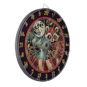 黄金の月の下で赤いラクーンが輝く ダーツボード (正面左)