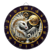 黄金の月の下に白い一角獣(ユニコーン)が輝く ダーツボード (正面)