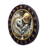 黄金の月の下に白い一角獣(ユニコーン)が輝く ダーツボード (正面右)