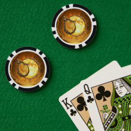 黄金の月の天のハープ ポーカーチップ