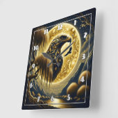 黄金の月光の下に止まったワシ スクエア壁時計 (傾斜)