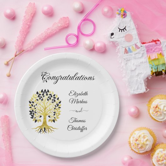 黄金の木は永遠に洗練さ結婚れた ペーパープレート (パーティー)