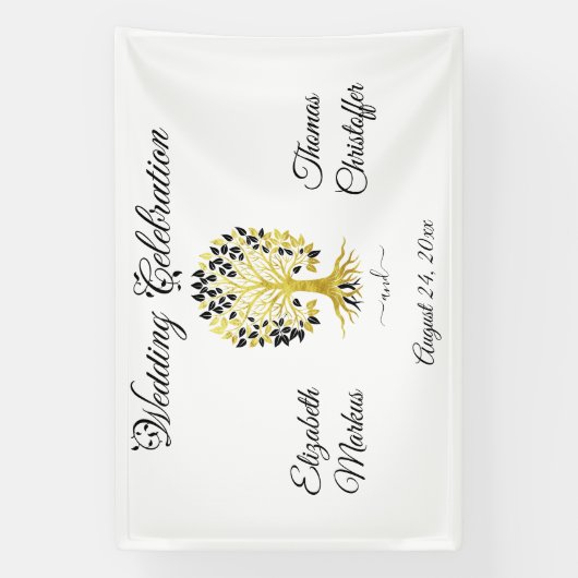 黄金の木は永遠に洗練さ結婚れた 横断幕 (縦)