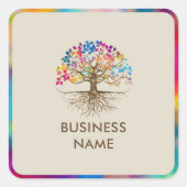 黄金の木 – カラフル葉 スクエアシール (正面)