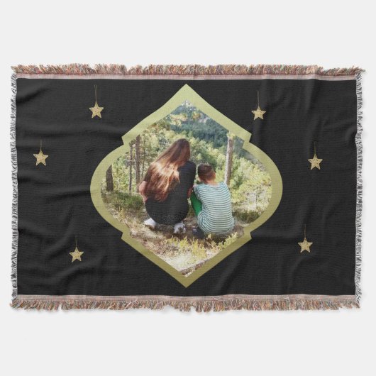 黄金の枠と星の1枚 スローブランケット (正面)