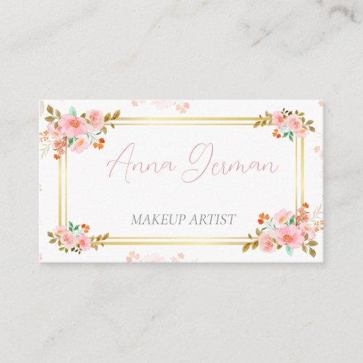 黄金の枠と花を持つ美しいデザイン コーリングカード (正面)