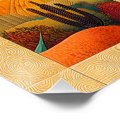 黄金の枠を持つ砂漠芸術グリッド – ジオメトカラフルリ ポスター (コーナー)