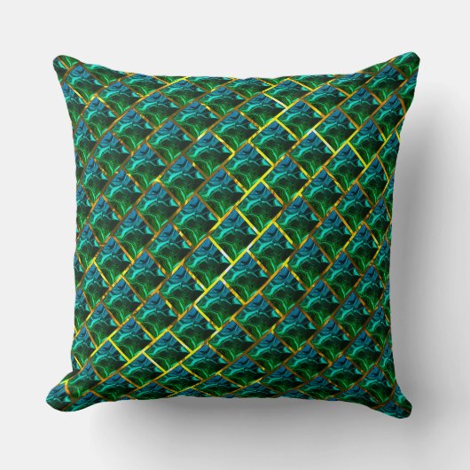 黄金の格子の下のエメラルドのような緑？ クッション (正面)