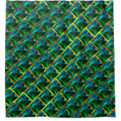 黄金の格子の下のエメラルドのような緑? シャワーカーテン (正面)