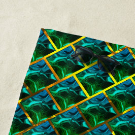 黄金の格子の下のエメラルドのような緑？ ビーチタオル