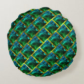 黄金の格子の下のエメラルドのような緑？ ラウンドクッション (裏面)