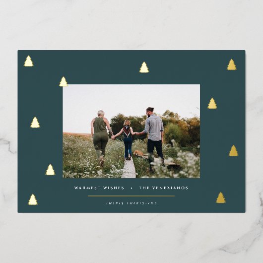 黄金の森 |クリスマスエレガントの写真 箔シーズンカード (正面)