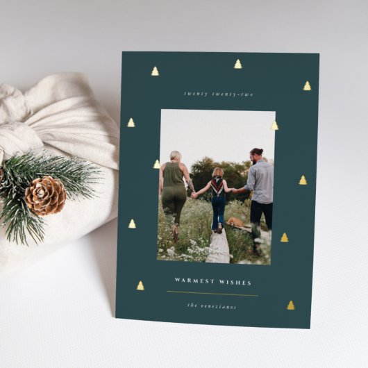 黄金の森 |クリスマスエレガントの写真 箔シーズンカード