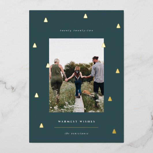 黄金の森 |クリスマスエレガントの写真 箔シーズンカード (正面)