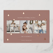 黄金の森 |クリスマスエレガント写真コラージュ 箔シーズンカード (正面)