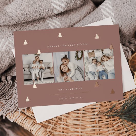 黄金の森 |クリスマスエレガント写真コラージュ 箔シーズンカード