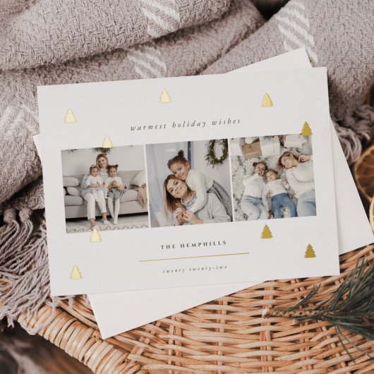 黄金の森 |クリスマスエレガント写真コラージュ 箔シーズンカード