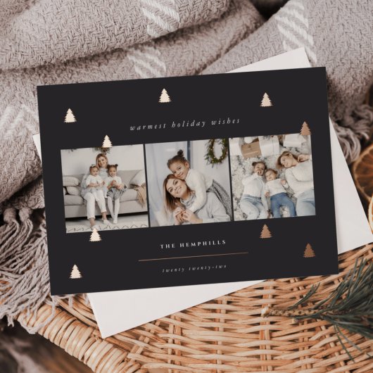黄金の森 |クリスマスエレガント写真コラージュ 箔シーズンカード