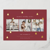 黄金の森 |クリスマスエレガント写真コラージュ 箔シーズンカード (正面)