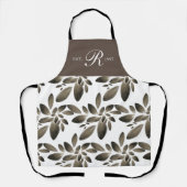 黄金の植物葉エプロンモノグラムのン エプロン (正面)
