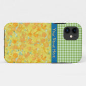 黄金の水仙とグリーンチェックギンガム Case-Mate iPhoneケース (裏面(横))