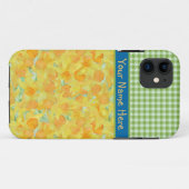 黄金の水仙とグリーンチェックギンガム Case-Mate iPhoneケース (裏面(横))