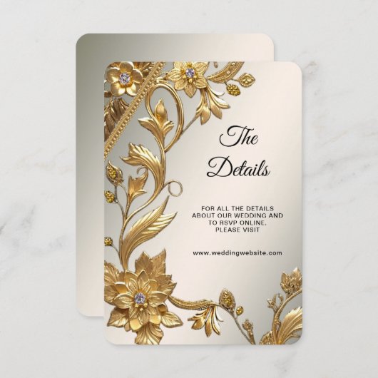 黄金の波状の離れフローラ詳細エンクロージャカード エンクロージャーカード (正面/裏面)