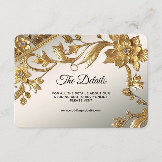 黄金の波状の離れフローラ詳細エンクロージャカード エンクロージャーカード (正面)