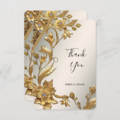 黄金の波離れ状のフローラサンキューカード サンキューカード (正面/裏面)