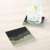 黄金の波、紙のようなテクスチャ。 ガラスコースター (アングル)