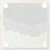 黄金の波、紙のようなテクスチャ。 ガラスコースター (裏面)