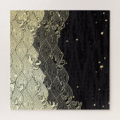 黄金の波、紙のようなテクスチャ。 ジグソーパズル (横)