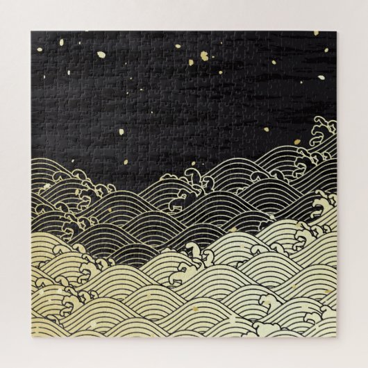 黄金の波、紙のようなテクスチャ。 ジグソーパズル (縦)