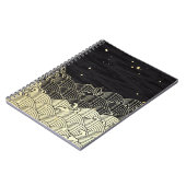 黄金の波、紙のようなテクスチャ。 ノートブック (左側)