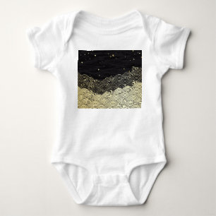 黄金の波、紙のようなテクスチャ。 ベビーボディスーツ