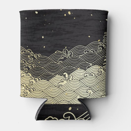 黄金の波、紙のようなテクスチャ。 缶クーラー (正面)