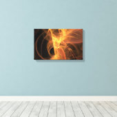 黄金の渦巻き抽象芸術フラクタル炎 キャンバスプリント (インサイチュ (ウッドフロア))