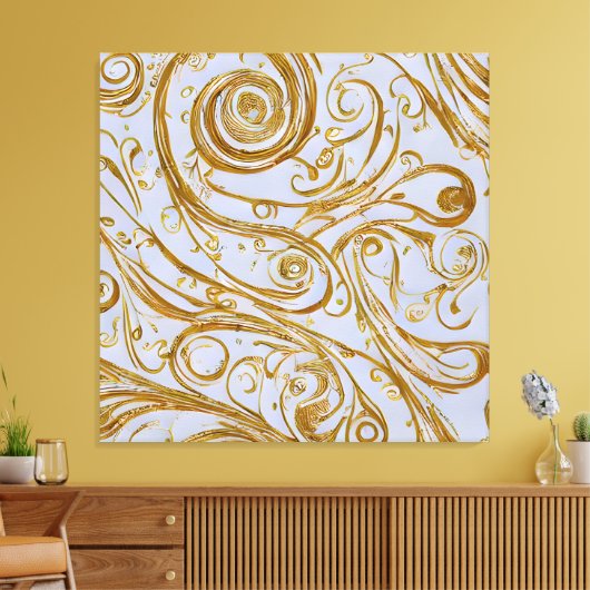 黄金の渦巻き旋回:エレガンス未発達 キャンバスプリント (インサイチュ (リビング))