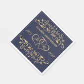 黄金の渦巻き旋回、ハート50周年結婚。 スタンダードランチョンナプキン (角)