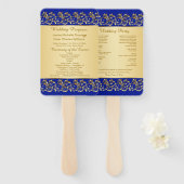 黄金の渦巻き王室のが青結婚式 プログラム ハンドファン (正面&裏面)