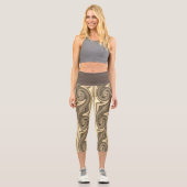 黄金の渦巻き – 溶カッコいいけた金ゴールド効果素晴らしいトリップ（幻覚体験）のような カプリレギンス (正面)