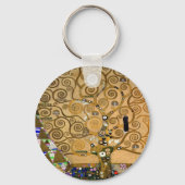 黄金の渦巻く生命の木の象徴的なアールデコ キーホルダー (正面)