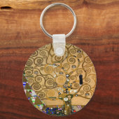 黄金の渦巻く生命の木の象徴的なアールデコ キーホルダー (正面)