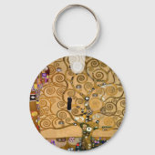 黄金の渦巻く生命の木の象徴的なアールデコ キーホルダー (裏面)